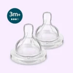 Silicone Teat 3m+ / Medium 3h PK2